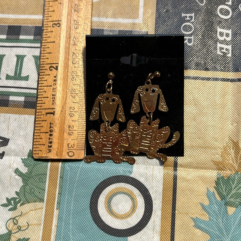 Vintage Articulated Brass Dog Earrings